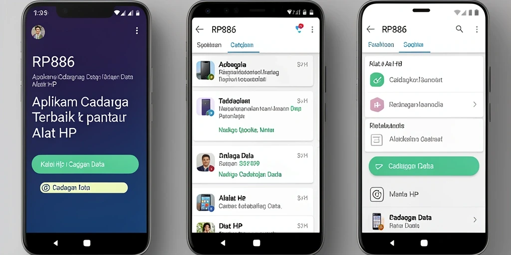 Tampilan antarmuka aplikasi RP886 untuk cadangan data yang intuitif.