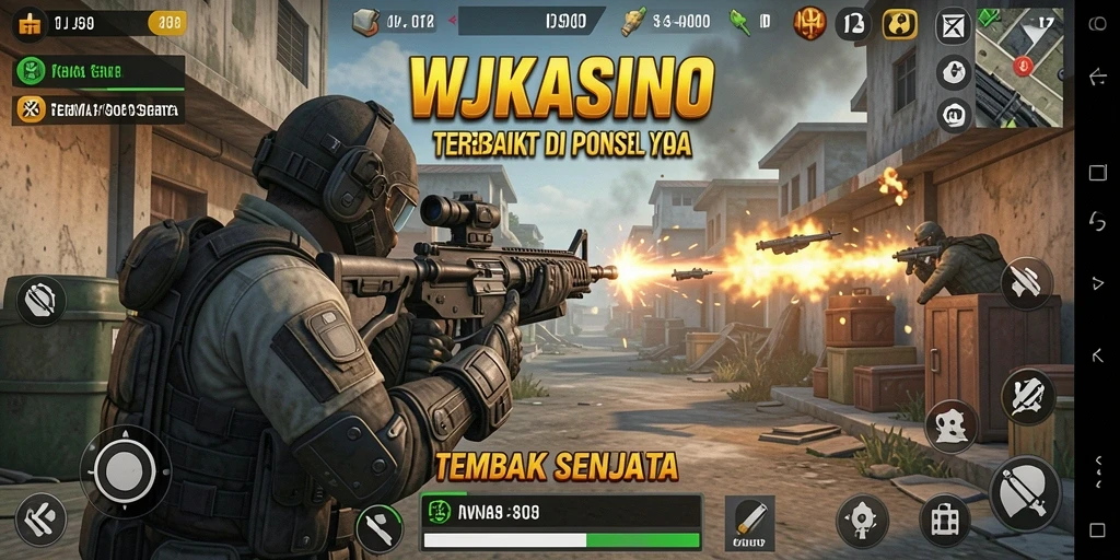 Antarmuka WJKASINO yang menampilkan aksi tembak menembak yang seru.