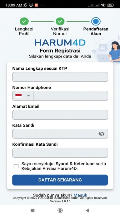 Tampilan halaman daftar harum4d